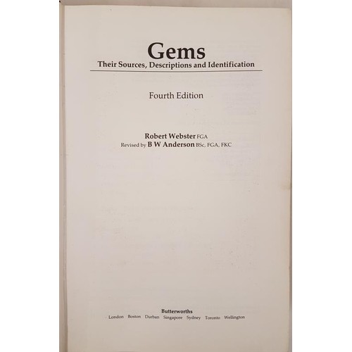 355 - Robert Webster  Gems: Their Sources, Descriptions and Identification. Hardcover. Butterworths 1987 f... 