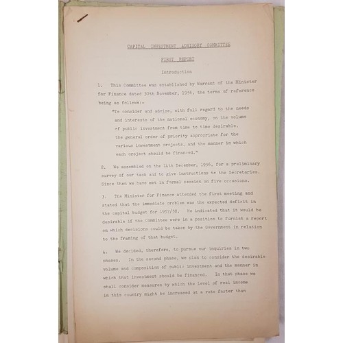 383 - Binder of mss and articles on Irish economics mid 20th century: Economic Survey of Ireland ..The Sta... 