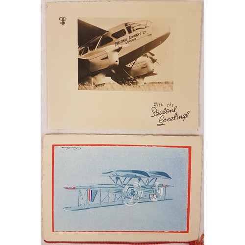 395 - Aeroplane greeting and Christmas cards and ephemera. A file with plastic folders of c25 cards of var... 