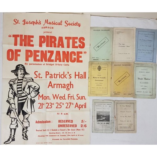 419 - Drama and concerts in Armagh 1948-1958. 9 scarce programmes plus large folded, colour poster for per... 