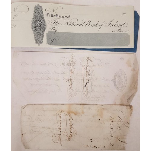 432 - National Bank of Ireland unused cheque book from the 1800s: c16 unused blank cheques in flimsy stapl... 