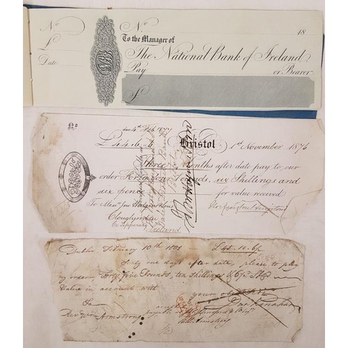 432 - National Bank of Ireland unused cheque book from the 1800s: c16 unused blank cheques in flimsy stapl... 