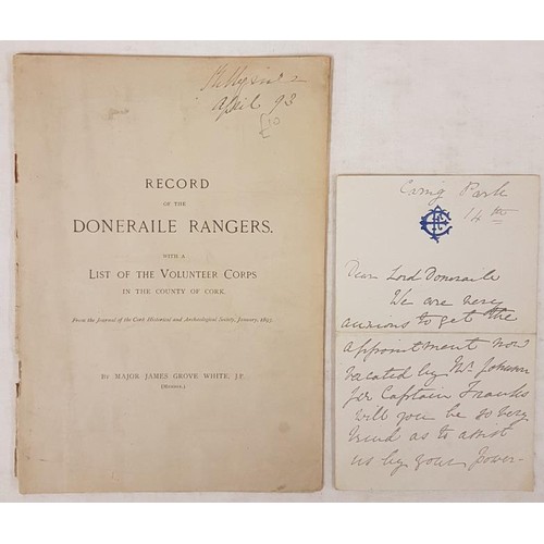 439 - Major James Whitegrove Record of the Doneraile Rangers, 1893; and Manuscript Letter from Elenor Fran... 