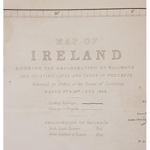 453 - Original large coloured Railway map of Ireland, dated June -1846 showing the amalgamation of railway... 