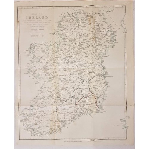 453 - Original large coloured Railway map of Ireland, dated June -1846 showing the amalgamation of railway... 