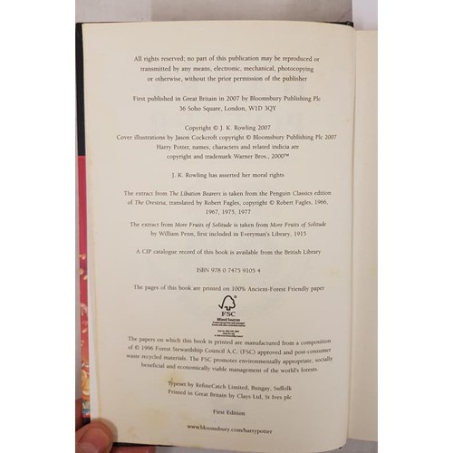 181 - J. K. Rowling hardback first editions - Harry Potter x 5;  and The Tales of Beedle the Bard (6)... 