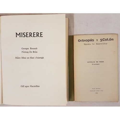52 - Georges Roualt, ills, Padraig de Brun poems, Maire Mac an tSaoi, translated , Misere, 1971, 4to, twe... 