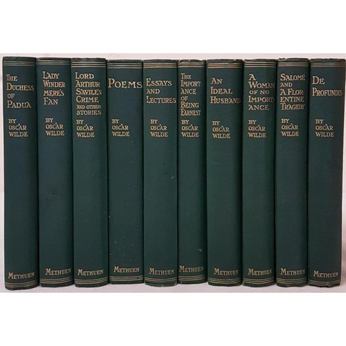 436 - Oscar Wilde. A Set of 10 Novels by Oscar Wilde by Metheun, London in green gilt cloth