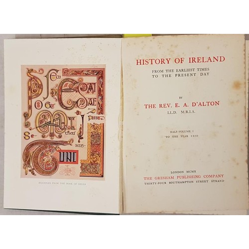 438 - D'Alton's History Of Ireland, London 1910, Gresham Publishing, 6 vol set in green decorative gilt cl... 