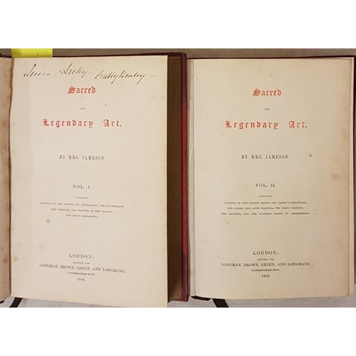 448 - Sacred and Legendary Art by Anna Brownell Jameson. 2 vol set in burgundy half cal and gilt cloth. Lo... 