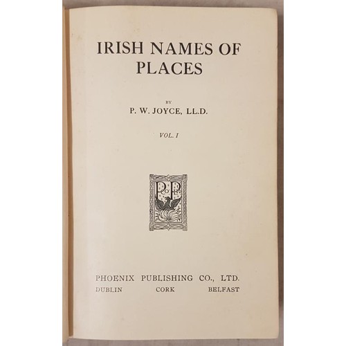 449 - Irish Names Of Places by P.W. Joyce, L.L.D. - 3 vol set. Phoenix Publishing Co. Ltd. Decorative gree... 