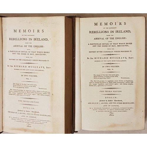 450 - Musgraves Irish Rebellion. Memoirs of the Different Rebellions In Ireland from the Arrival of the En... 