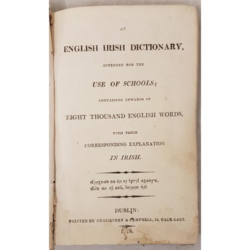 566 - An English Irish Dictionary intended for the Use Of Schools, Dublin 1814