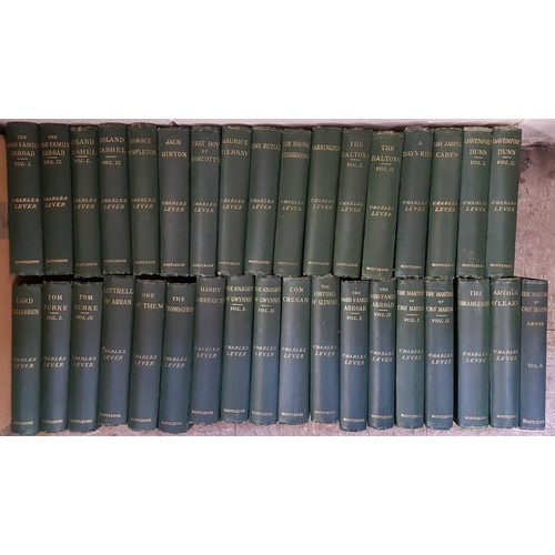 576 - Lever, Charles - a Collection of green cloth bound novels - c.35 vols by Routledge