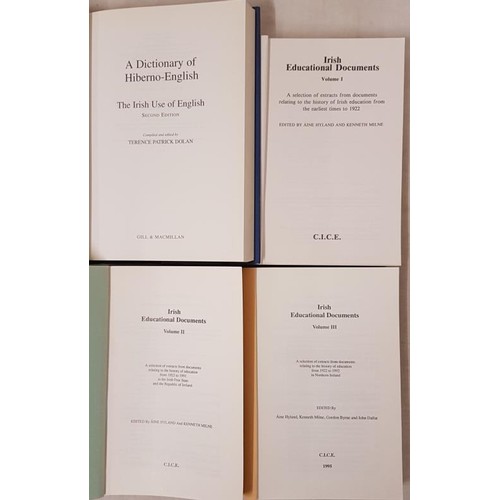 627 - Irish Education Documents Vols 1, 2 & 3 along with A Dictionary of Hiberno-English by Terence Pa... 