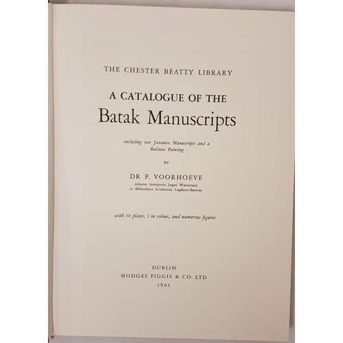 2 - Dr. P. Voorhoeve. The Chester Beatty Library – A Catalogue of the Batar Manuscripts. Dublin 1961. Co... 