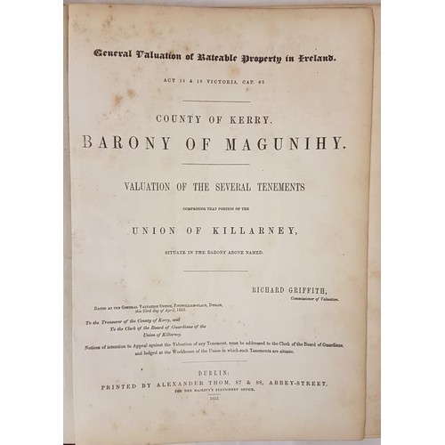 26 - Richard Griffith. Griffith’s Valuation of the County of Kerry – Barony of Magunihy – Union of Killar... 