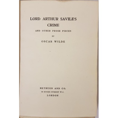 31 - Oscar Wilde. Lord Arthur Savile’s Crime and Other Prose pieces. 1903. Limited edition on hand made p... 