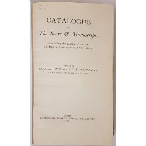 60 - Douglas Hyde & D. J. O'Donoghue. Catalogue of the Books & Manuscripts Comprising the Library... 