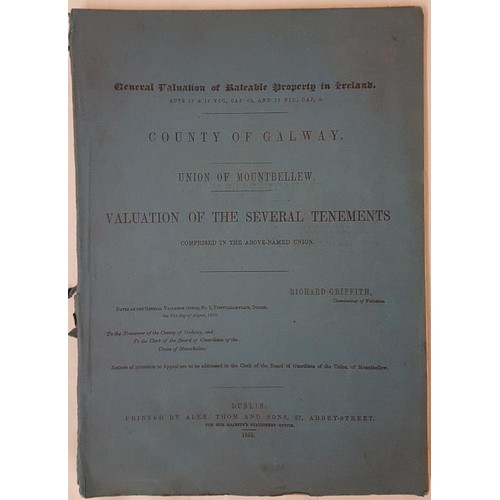 66 - Richard Griffith. Griffith’s Valuation – County of Galway- Union of Mountbellew. 1855. B... 