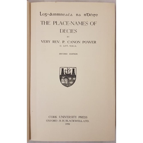 103 - Power, P. Canon, Very Rev. The Place-Names Of Decies. Cork University Press, 1952. Second Edition. H... 