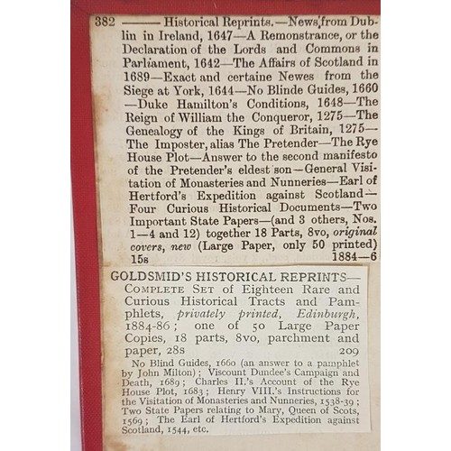 71 - Goldsmid’s historical reprints; a complete set of 18 rare and curious historical tracts and pa... 