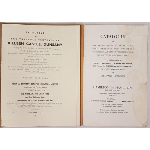 96 - Auction catalogues: Killeen Castle, Dunsany Co. Meath, July 1953, 4to, 67 pps, mint condition. Oak P... 