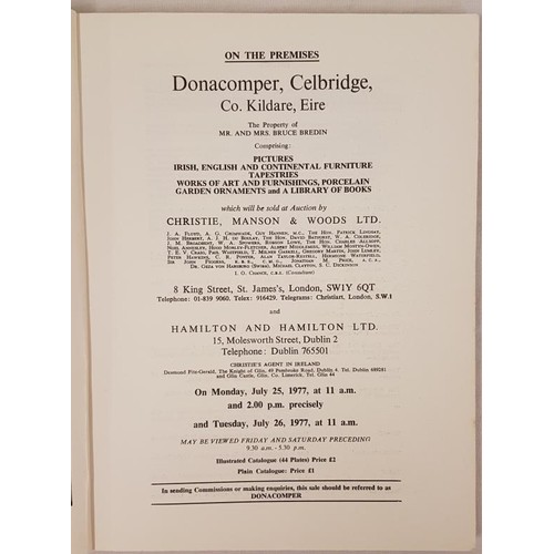 101 - Christies Catalogue – Sale contents of Donacomper, Celbridge, Co Kildare. Sale dates 25th &... 