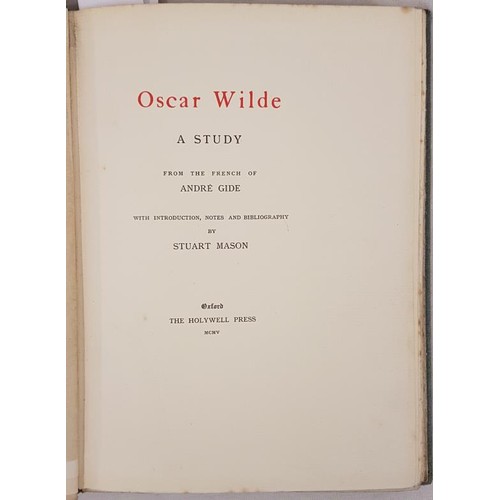 124 - Stuart Mason. Oscar Wilde – A Study from the French of Andre Gide. Oxford. 1905. Limited editi... 