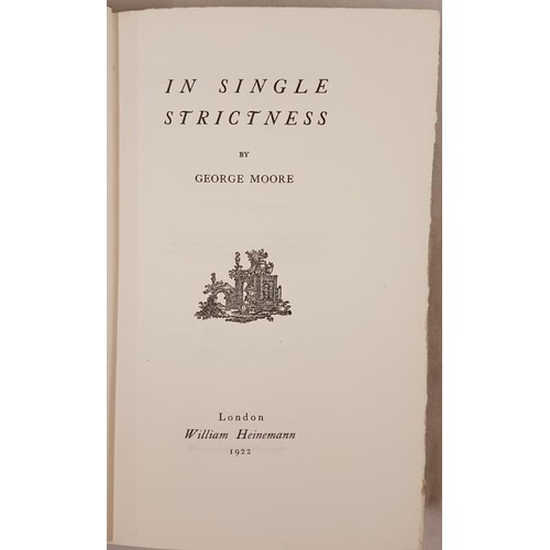 132 - George Moore. In Single Strictness. 1922. Limited edition. Signed by Moore. Good quarter vellum in o... 