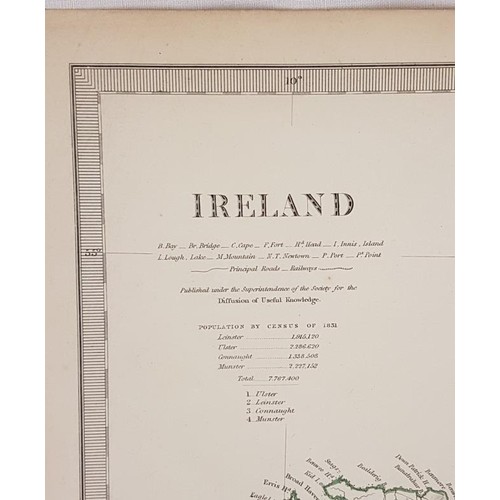 516 - Map of Ireland, outline colouring C. 1880 engraved by J. & C. Walker (Unframed). The map measure... 