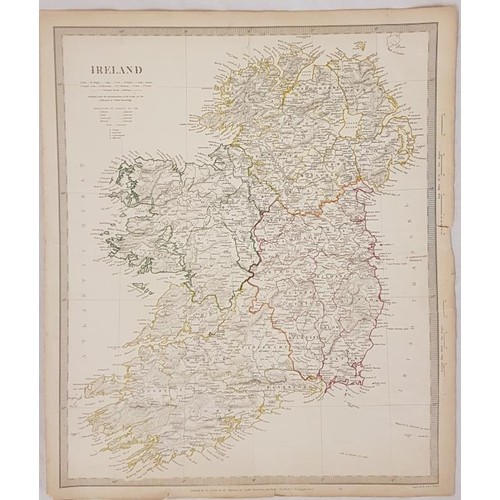 516 - Map of Ireland, outline colouring C. 1880 engraved by J. & C. Walker (Unframed). The map measure... 