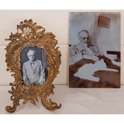 520 - A gilt framed picture of W.B. Yeats as he appeared as a member of the Irish Senate and a late photog... 