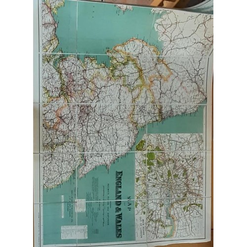 521 - Maps: Bacon’s Map of England and Wales (n.d.), scale 1 inch to 8 miles. Two linen-backed sheet... 