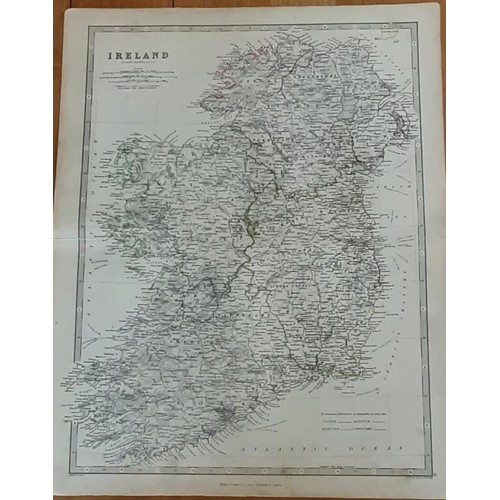 521 - Maps: Bacon’s Map of England and Wales (n.d.), scale 1 inch to 8 miles. Two linen-backed sheet... 