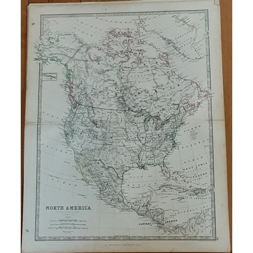 521 - Maps: Bacon’s Map of England and Wales (n.d.), scale 1 inch to 8 miles. Two linen-backed sheet... 