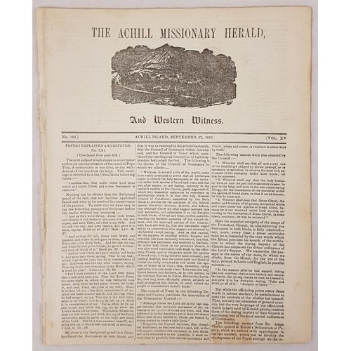 525 - The Achill Missionary Herald. September 1852. Printed at Missionary Settlement, Dugort, Achill Islan... 