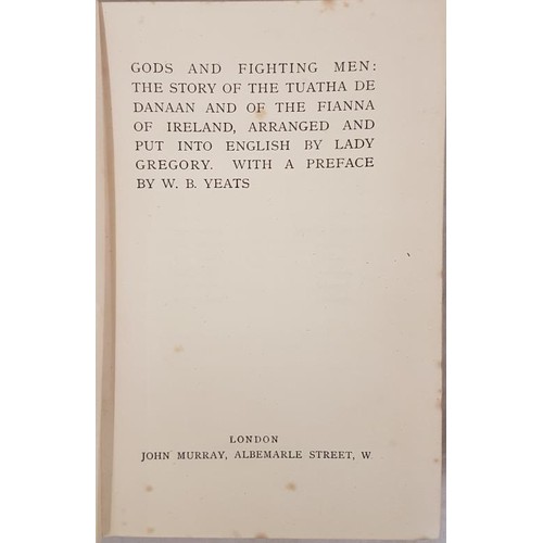 21 - Lady Gregory. Gods and Fighting Men. 1926. Original grey cloth, paper label on spine.