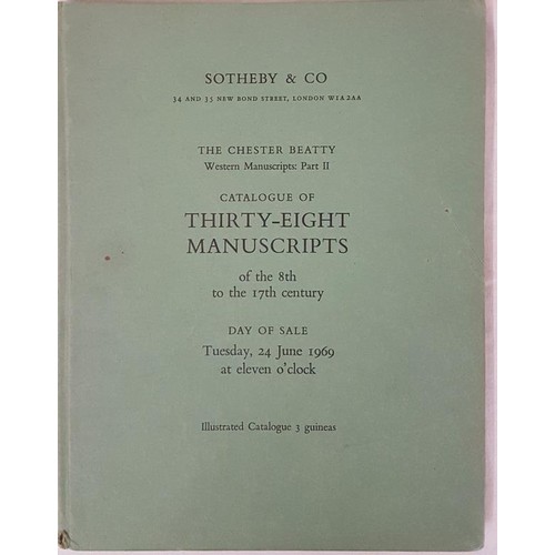 77 - Sothebys of London. Hard back catalogue re sale of Thirty-Eight manuscripts from the 8th to the17th ... 