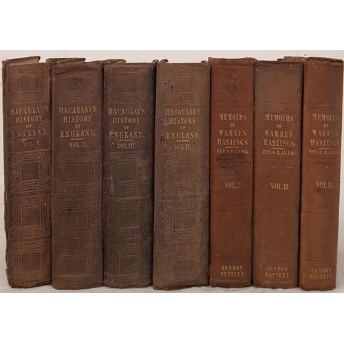 130 - Macaulay, History of England, London 1849 - 1855, 4 vols, original embossed cloth, Morrows circulati... 