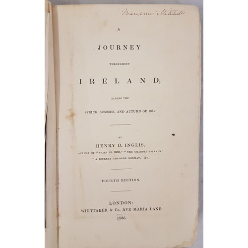 166 - Inglis, Henry D. A Journey Throughout Ireland, during the Spring, Summer, and Autumn of 1834. Foldin... 