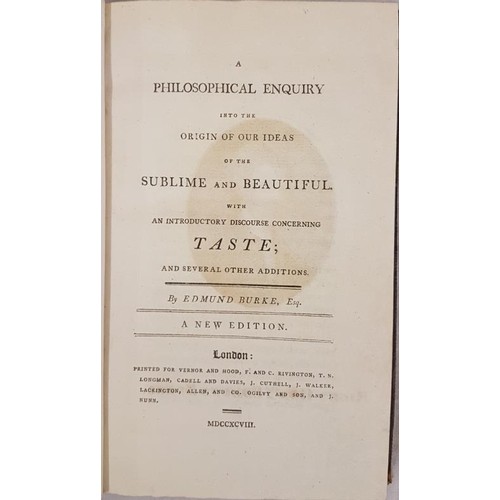 181 - Edmund Burke. A Philosophical Enquiry into the origin of our ideas of the Sublime and Beautiful. 179... 