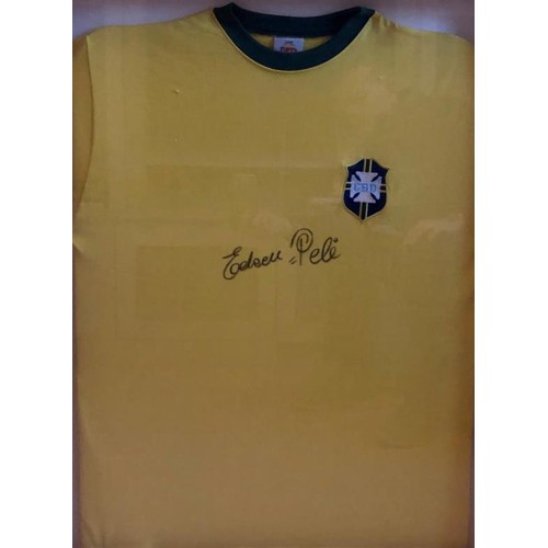 192 - Pele – signed Brazil jersey. Brazil’s 3 time World Cup Winner and regarded as the greatest player ev... 