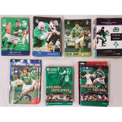 663 - Bundle of Irish Rugby International Programmes for 2000 (3), 2001 (9), 2002 (2), 2003 (9), 2005 (3),... 