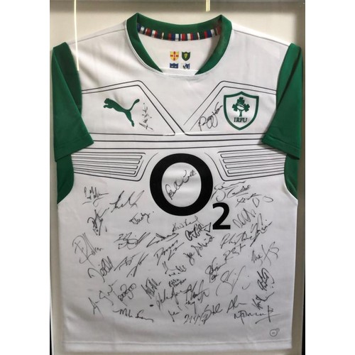 664 - Ireland Rugby Squad. Signatures include Joe Schmidt (coach), Brian O Driscoll, Paul O Connell, Jonat... 