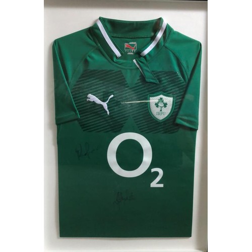 669 - Number 10’s – Ireland rugby jersey signed by Jonathan Sexton and Ronan Gara - signed directly in fro... 
