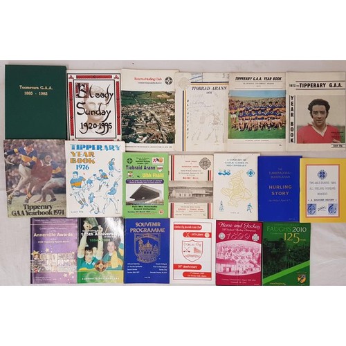 13 - Toomevara G.A.A. 1885-1985 (signed); Tipperary Year Books 1970, 71, 73, 74, 76; Roscrea Hurling Club... 