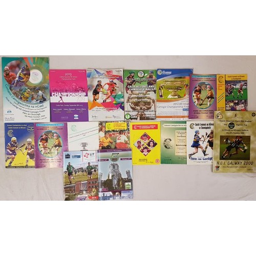 47 - Camogie All Ireland Match Programmes 1987 to 2019 (14) and Sigerson Cup Final Programmes 2000, 2012 ... 