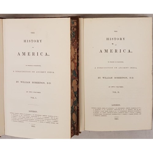 92 - William Robertson. The History of America. 1851. 2 volumes. Fine contemporary half calf, gilt spines... 