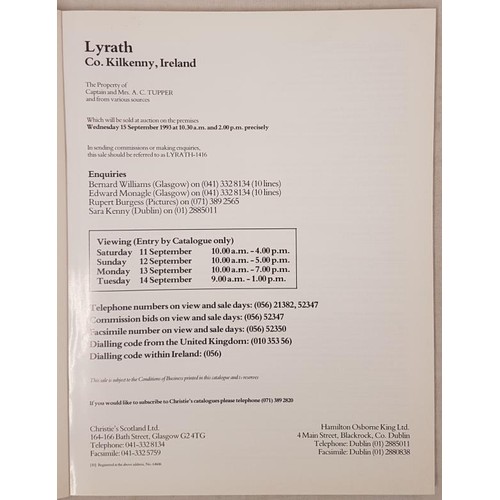 124 - Christies contents catalogue. Lyrath , Co Kilkenny. Sept. 1993.